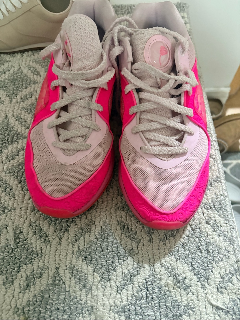 Men’s Pink Mesh and Bright Pink Athletic Sneakers
